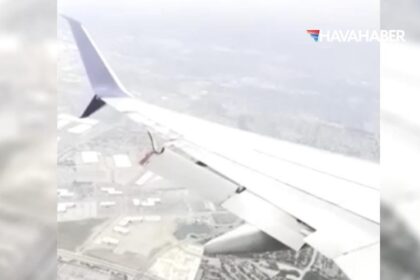 delta ucaginda korku dolu anlar kanattaki flap koptu CCKggfLa