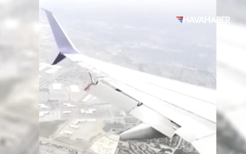 delta ucaginda korku dolu anlar kanattaki flap koptu CCKggfLa